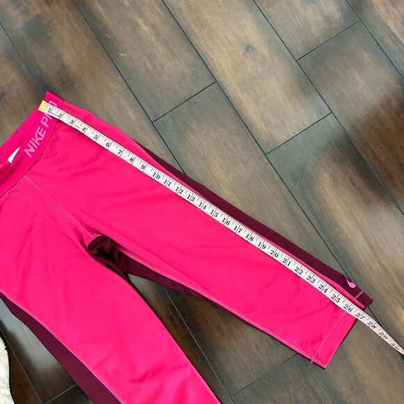 NIKE PRO fitness leggings running yoga pants M TOP Maroon Cranberry Red Pink - Picture 6 of 8